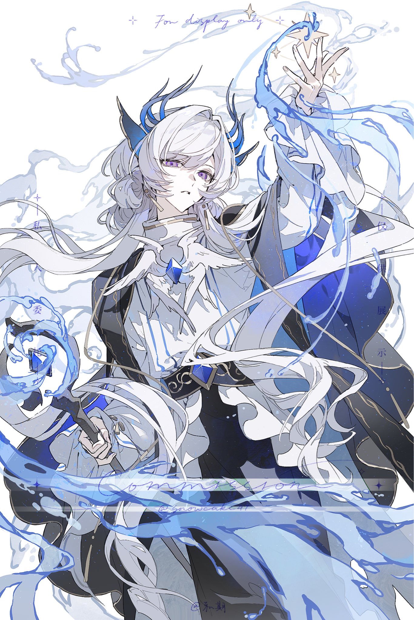 Blue White Mage — Commission Commercial / Commission illustration by snowcake47